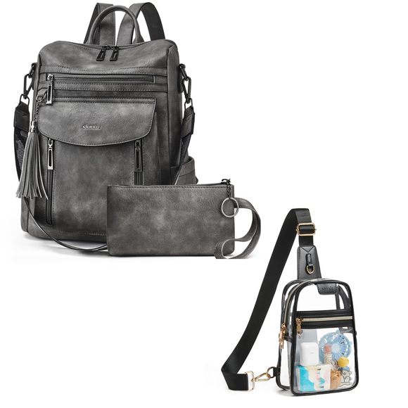 Backpack Purse for Women + Clear Bag Stadium Approved Dark...